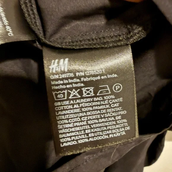 H&M NWT Black Embroidered Blouse Puff Sleeve Contrast Stitch Boho Statement Top - Picture 9 of 12